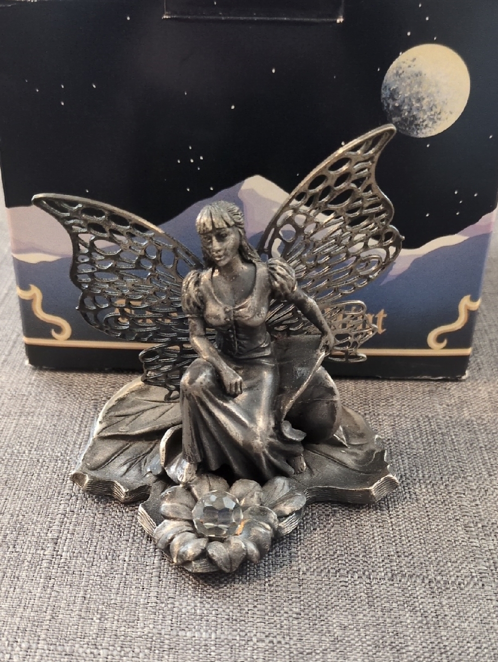 Myth And Magic Pewter Fairy on Flower Figurine
